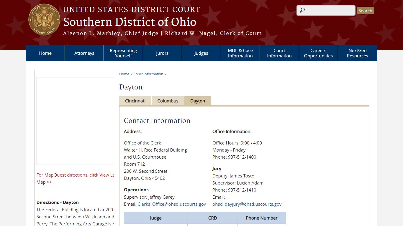 Dayton | Southern District of Ohio | United States District Court